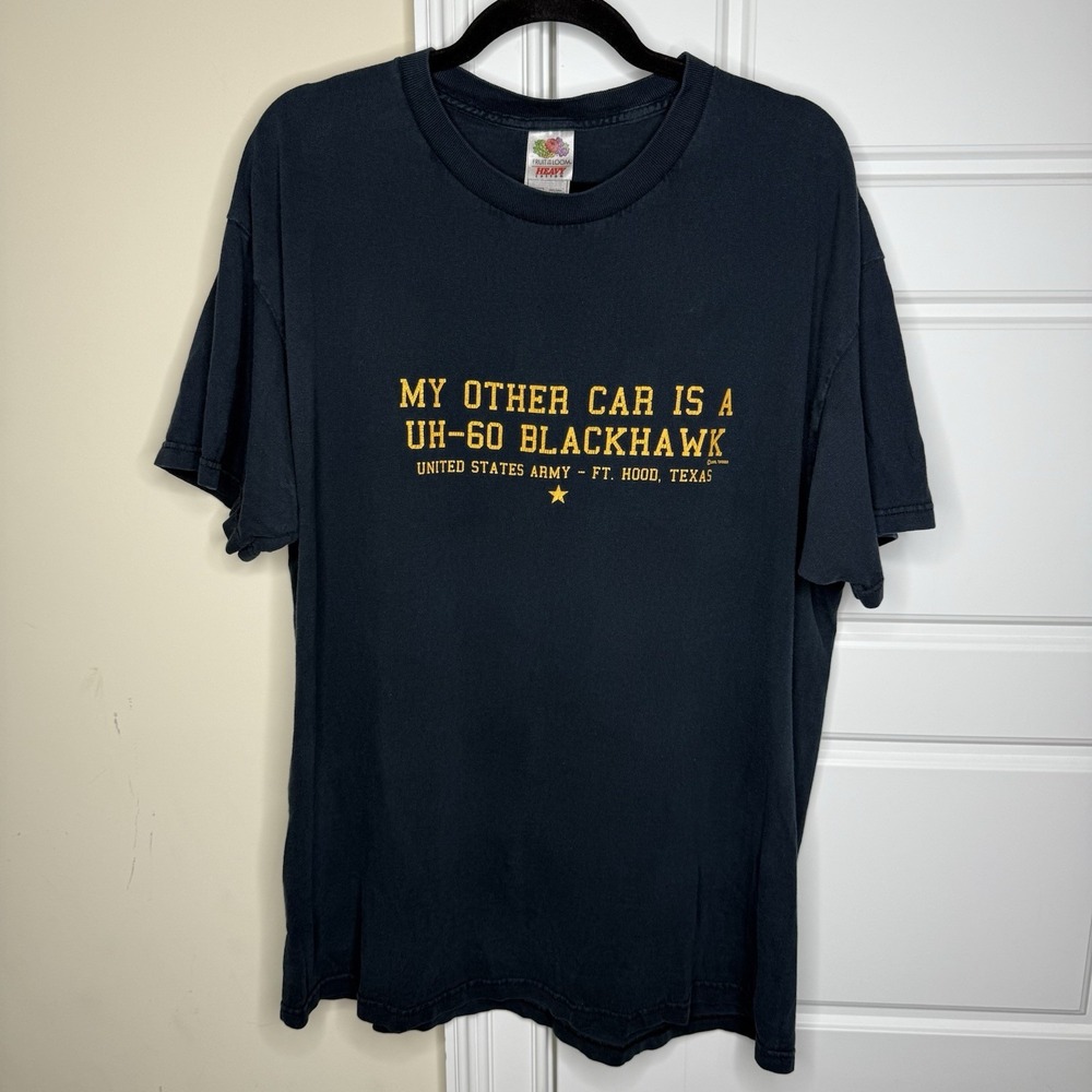 Vintage Y2K My Other Car Is A UH-40 BlackHawk ARMY FT HOOD T Shirt Black X-Large
